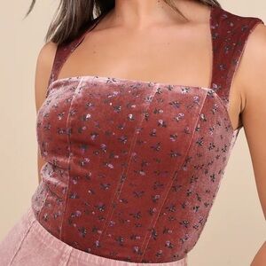 NEW Velvet Floral Cropped Top